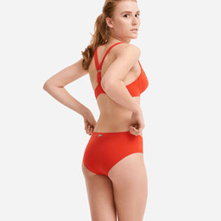 Mujer Cintura alta Liso - Braguitas de bikini de talle alto para mujer - Vilebrequin x JCC+ - Edición limitada, Red polish backworn Mujer Cintura alta Liso - Braguitas de bikini de talle alto para mujer - Vilebrequin x JCC+ - Edición limitada, Red polish backworn