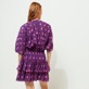 Women Others Printed - Women Short Ruffles and Long Sleeves Cotton Dress Hypno Shell, Navy back worn view