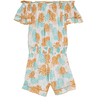 Women Others Printed - Women Playsuit Iridescent Flowers of Joy- Vilebrequin x Poupette St Barth, Terracotta back view