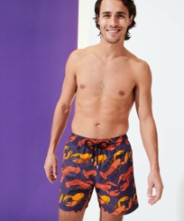 Men Classic Printed - Men Swimwear Homards & Coraux, Navy front worn view
