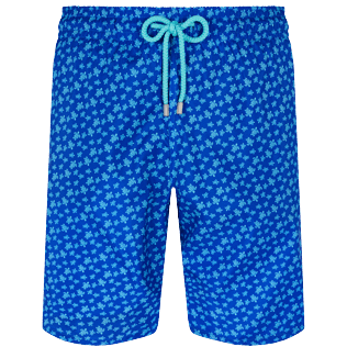 Men Long classic Printed - Men Swim Trunks Long Ultra-light and packable Micro Ronde Des Tortues, Sea blue front view