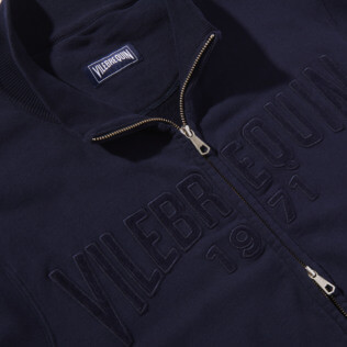 Hombre Autros Liso - Sudadera de algodón con cremallera delantera para hombre, Azul marino supp6 Hombre Autros Liso - Sudadera de algodón con cremallera delantera para hombre, Azul marino supp6
