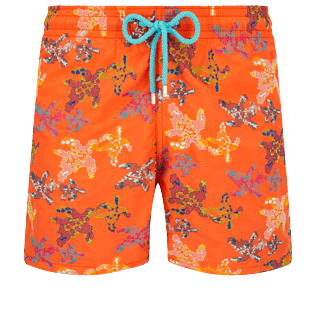 Hombre Clásico Bordado - Men Swimwear Embroidered Water Colour Turtles - Limited Edition, Guava vista frontal