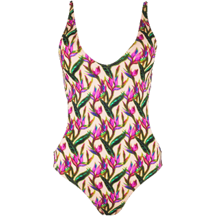 Damen Einteiler Bedruckt - Mini Paradise 3 D Trikini mit Rundhalsausschnitt für Damen, Nude front Damen Einteiler Bedruckt - Mini Paradise 3 D Trikini mit Rundhalsausschnitt für Damen, Nude front