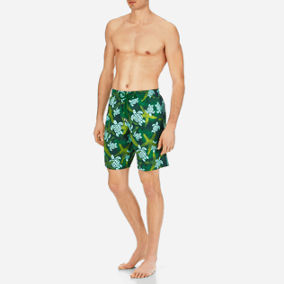 Men Long Printed - Men Long Swimtrunks Starlettes & Turtles Vintage, Malachite green frontworn Men Long Printed - Men Long Swimtrunks Starlettes & Turtles Vintage, Malachite green frontworn