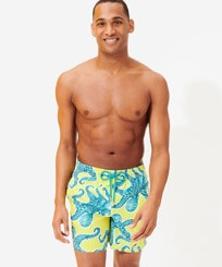 Men Classic Printed - Men Swimwear 2014 Poulpes, Lemon front worn view