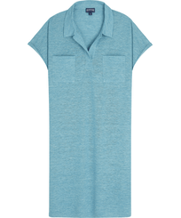 Women Others Solid - Women Linen Long Polo Dress Solid, Heather azure front view