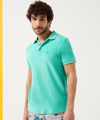 Men Terry Polo Shirt Solid Nenuphar front worn view