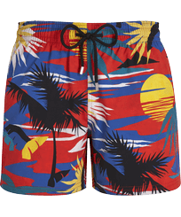 Men Stretch classic Printed - Men Stretch Swimwear Hawaiian - Vilebrequin x Palm Angels, Red front view