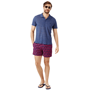 Men Others Solid - Men Linen Jersey Polo Shirt Solid, Dark heather blue supp2 Men Others Solid - Men Linen Jersey Polo Shirt Solid, Dark heather blue supp2