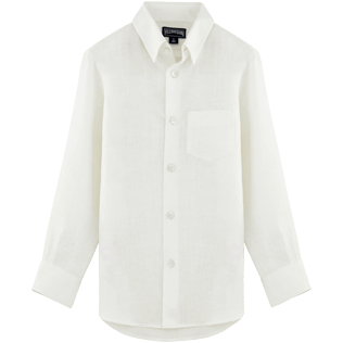 Boys Others Solid - Solid Linen Classic shirt, White front Boys Others Solid - Solid Linen Classic shirt, White front