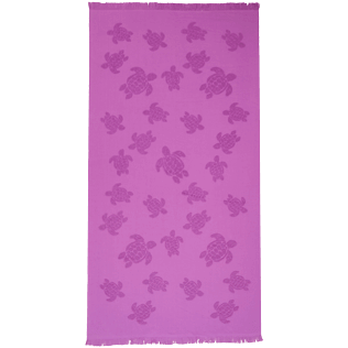 Others Solid - Beach Towel in Organic Cotton Turtles Jacquard, Dark dalhia front view