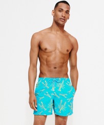 Men Embroidered Embroidered - Men Embroidered Swim Shorts Lobsters - Limited Edition, Curacao front worn view
