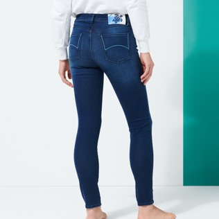 Femme AUTRES Uni - Jean 5 poches stretch femme, Med denim w2 vue portée de dos