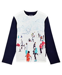 Homme AUTRES Imprimé - T-shirt manches longues homme Ski- Vilebrequin x Massimo Vitali, Bleu ciel vue de face