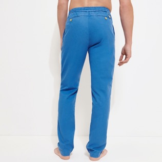 Men Others Solid - Men Cotton Linen Stretch Comfort Pants Solid, Ocean back worn view