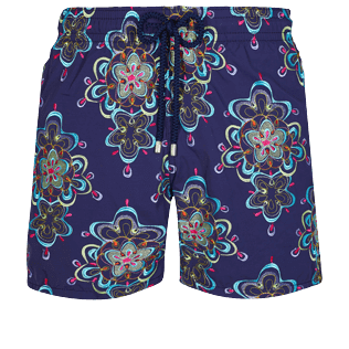 Men Classic Embroidered - Men Swim Trunks Embroidered Kaleidoscope - Limited Edition, Sapphire front view
