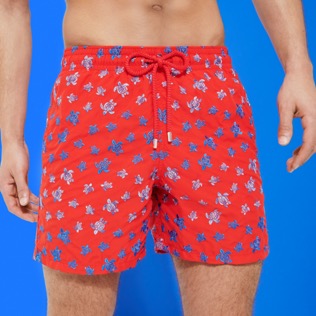 Men Others Embroidered - Men Embroidered Swimwear Micro Ronde Des Tortues - Limited Edition, Poppy red details view 2