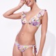 Women Fitted Printed - Women Bikini Bottom Tanga Rainbow Flowers, Cyclamen details view 2