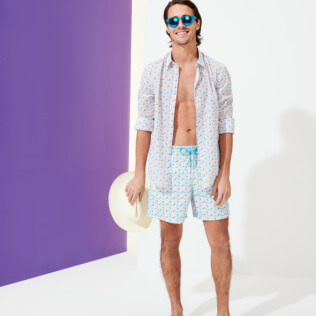 Imagen de Autros Estampado - Camisa de verano en gasa de algodón con estampado 2007 Snails unisex, Lazulii blue detalles vista 2 Imagen de Autros Estampado - Camisa de verano en gasa de algodón con estampado 2007 Snails unisex, Lazulii blue detalles vista 2