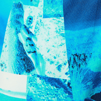 Patchwork Shooting Badehose mit Stretch und flachem Bund für Herren, Aquamarin blau drucken