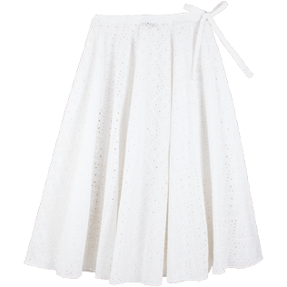 Women 014 Embroidered - Women Long Cotton Pareo Skirt Eyelet Embroidery, White back Women 014 Embroidered - Women Long Cotton Pareo Skirt Eyelet Embroidery, White back