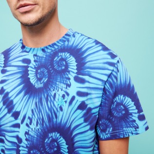 Hombre Autros Estampado - Men Cotton T-Shirt Tie & Dye Nautilius Print, Celeste detalles vista 1