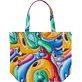 Fitted Printed - Tote bag Faces In Places - Vilebrequin x Kenny Scharf, Multicolor back view