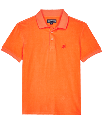 Men Terry Polo Shirt Solid Guava front view