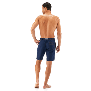 Hombre Bermudas Liso - Bermudas rectas color añil, Indigo backworn Hombre Bermudas Liso - Bermudas rectas color añil, Indigo backworn