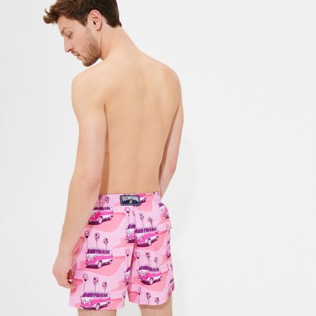 Men Classic Printed - Men Swim Trunks 1992 On The Road, Pink litchi back worn view