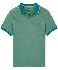 Men Changing Cotton Pique Polo Shirt Solid Linden front view