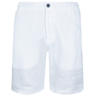 Men Others Solid - Men straight Linen Bermuda Shorts Solid, White front view