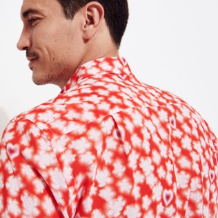 Camisa de verano unisex en gasa de algodón con estampado Attrape Coeur Amapola detalles vista 5