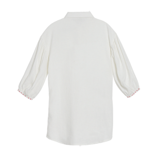 Mujer Autros Liso - Túnica de lino de color liso para mujer, Blanco back Mujer Autros Liso - Túnica de lino de color liso para mujer, Blanco back