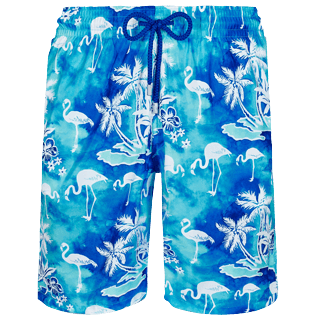 Imagen de Hombre Clásico largon Estampado - Bañador largo con estampado 2012 Flamants Roses para hombre, Laguna vista frontal Imagen de Hombre Clásico largon Estampado - Bañador largo con estampado 2012 Flamants Roses para hombre, Laguna vista frontal