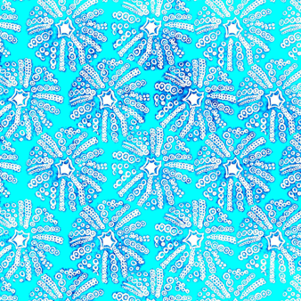 Camicia unisex estiva in voile di cotone Urchins, Azzurro stampe