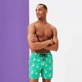 Men Classic Embroidered - Men Swim Trunks Embroidered 1994 Presse-Citron - Limited Edition, Veronese green front worn view