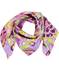 Others Printed - Silk Scarf Rainbow Flowers, Cyclamen front view