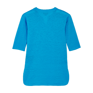Niñas Autros Liso - Vestido de playa en lino de color liso para niña, Hawaii blue back Niñas Autros Liso - Vestido de playa en lino de color liso para niña, Hawaii blue back