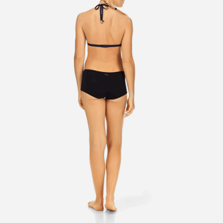 Women Bottoms Solid - Solid Neoprene Bikini bottom, Black backworn Women Bottoms Solid - Solid Neoprene Bikini bottom, Black backworn