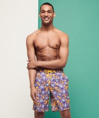 Men Long classic Printed - Men Swim Trunks Long Ultra-light and packable Octopus Band, Yellow front worn view