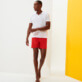 Hombre Autros Liso - Polo en punto de lino de color liso para hombre, Blanco detalles vista 1