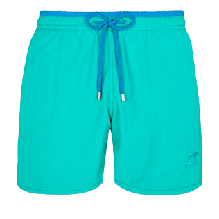 Men Classic Solid - Men Swim Trunks Solid Bicolor, Veronese green front Men Classic Solid - Men Swim Trunks Solid Bicolor, Veronese green front