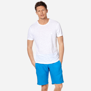 Men Others Solid - Men Linen Jersey T-Shirt Solid, White frontworn Men Others Solid - Men Linen Jersey T-Shirt Solid, White frontworn