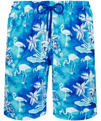 Men Long classic Printed - Men Swimwear Long 2012 Flamants Roses, Lagoon front view