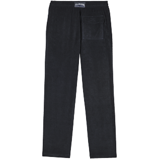 Men Others Solid - Unisex Terry Jacquard Elastic Belt Pants, Black back view