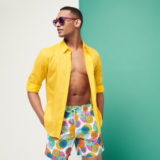 Hombre Autros Liso - Camisa en gasa de algodón de color liso unisex, Yellow detalles vista 3