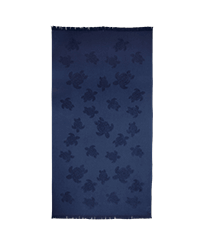 Others Solid - Beach Towel Fouta in Terry Cloth Turtles Jacquard, Navy front view