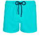 男款 Others 纯色 - 男士纯色修身弹力游泳短裤, Azure 正面图